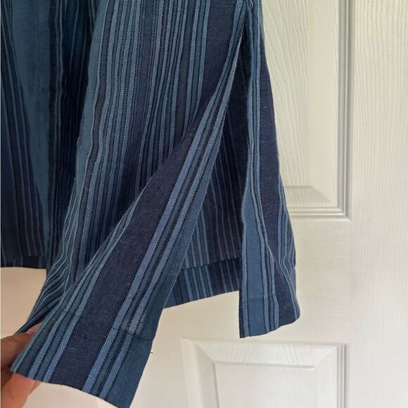 Indigo Rein Blue Linen Blend Belted Split Hem Wide Leg Pants Size Large - Picture 2 of 9